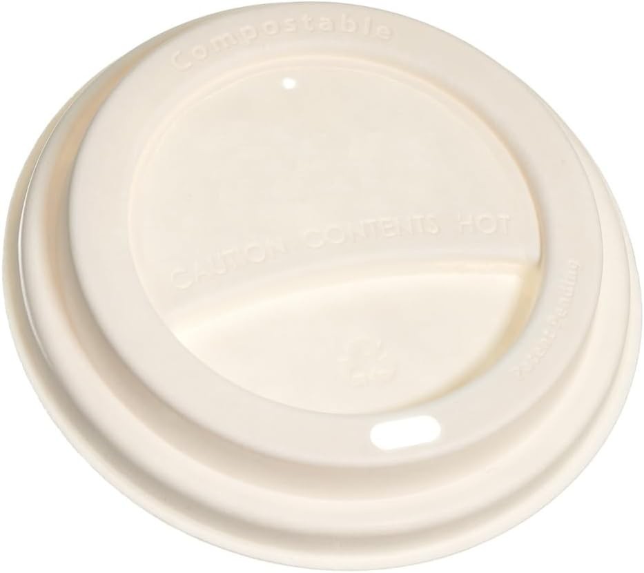 EcoQuality Disposable Fiber Coffee Cup Dome Lids for Coffee & Tea Cups – 100%