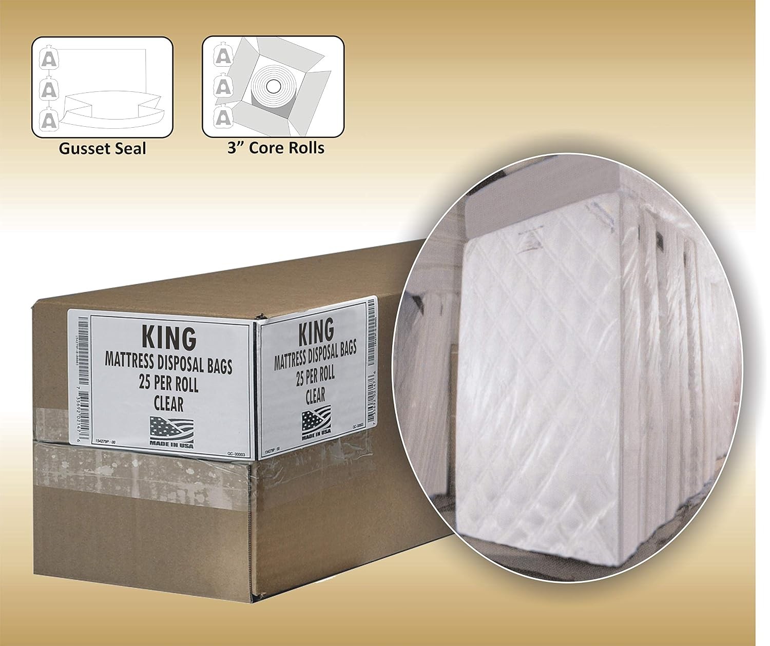 Aluf Plastics High Performance 3.0 MIL (eq) Clear Mattress King Bag – 90″ x 95