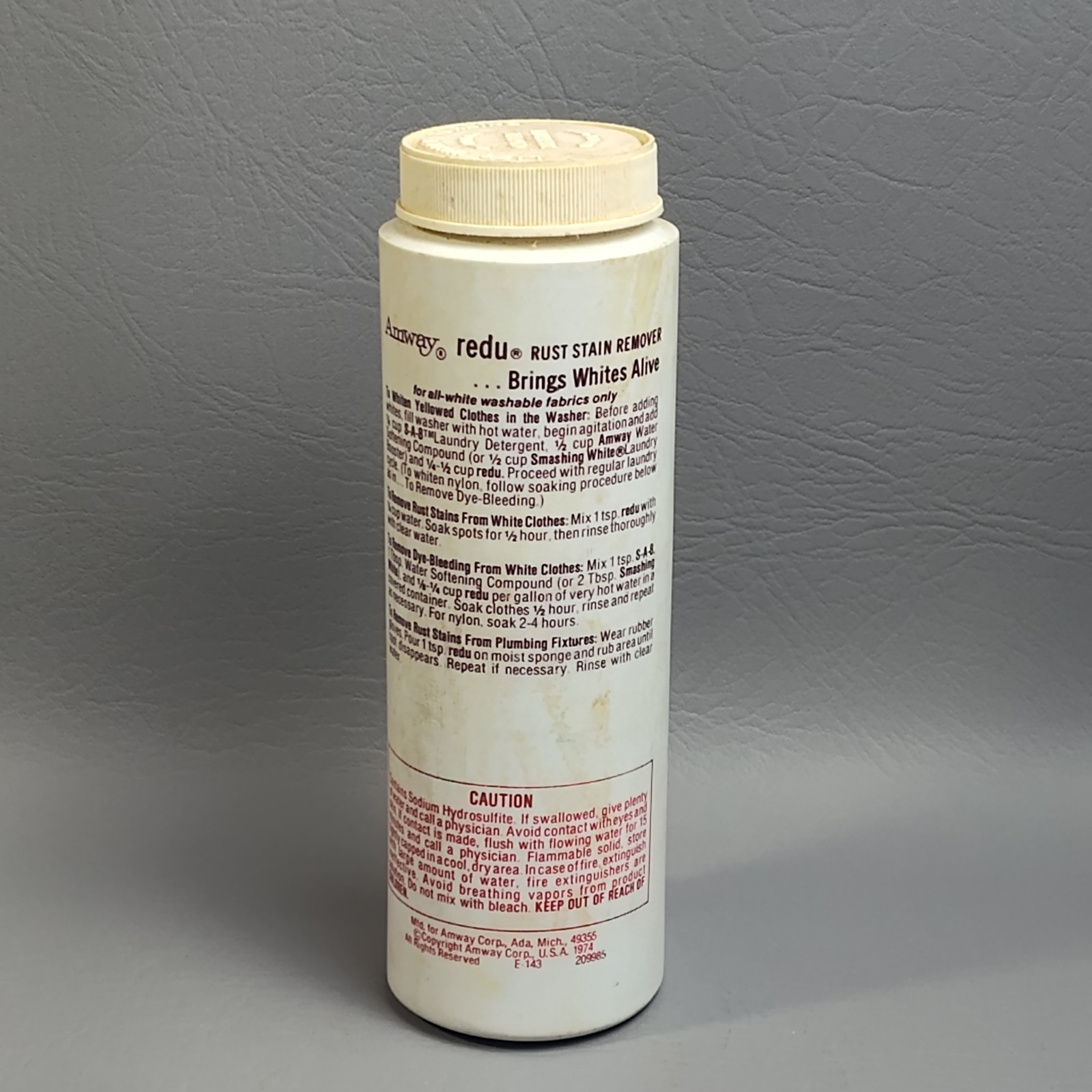 Vintage AMWAY Redu Rust Stain Remover For Fabrics 9 oz. 80% Full USA Made