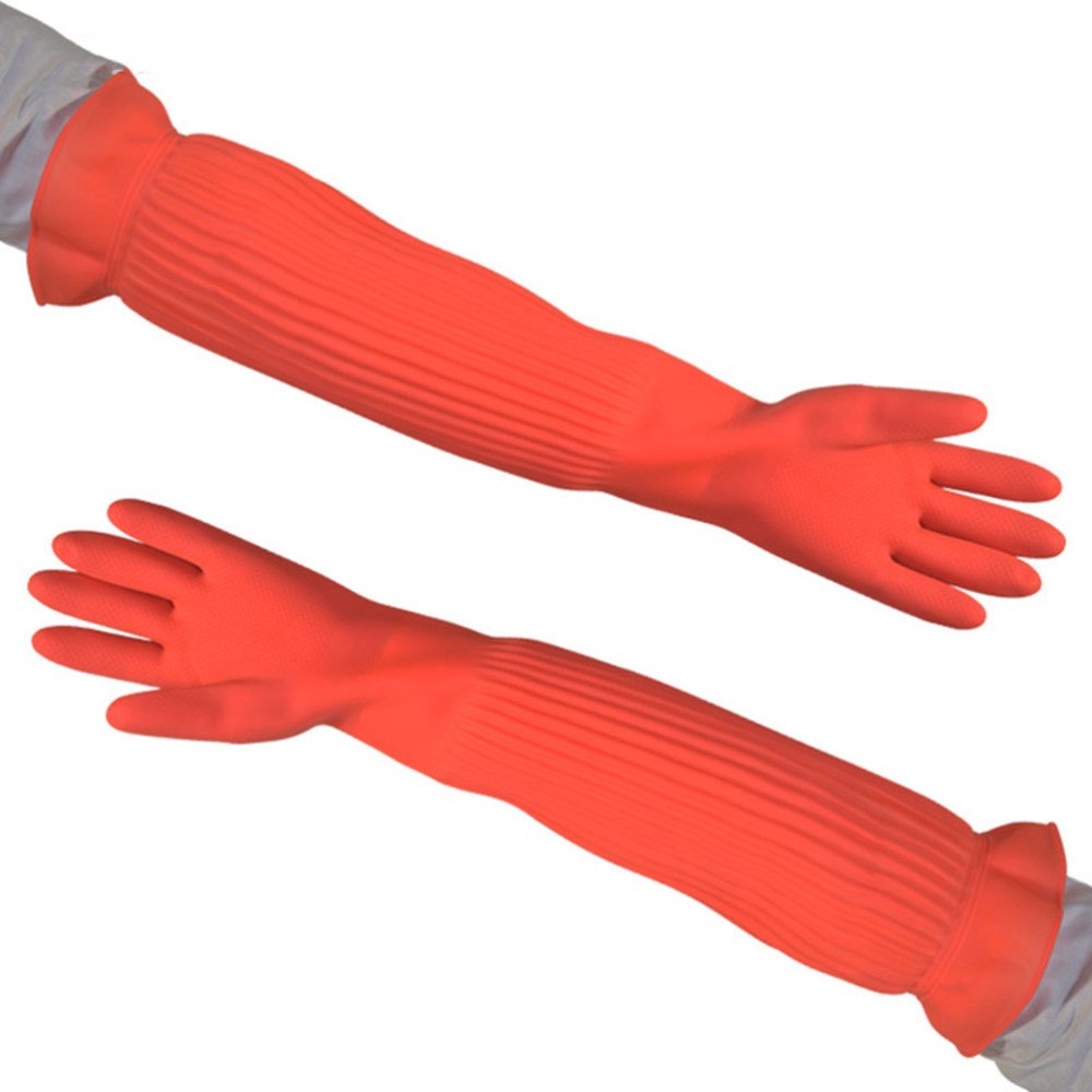 Washing Gloves in Red Latex for Kitchen Use with Durable Heat Resistant Design