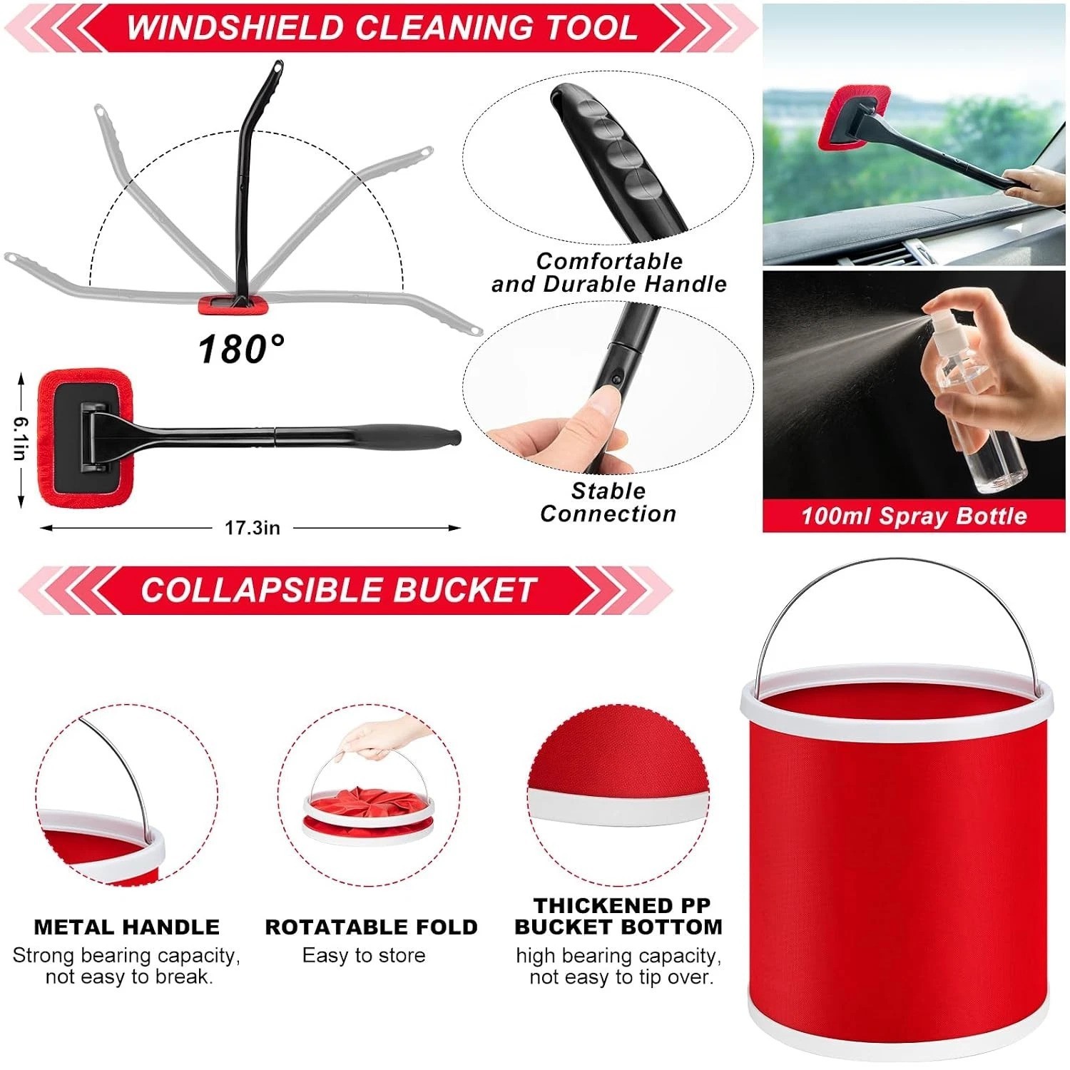 Car Wash Kit with Detailing Brushes Car Vacuum Drill Brush Set Cleaning Tools