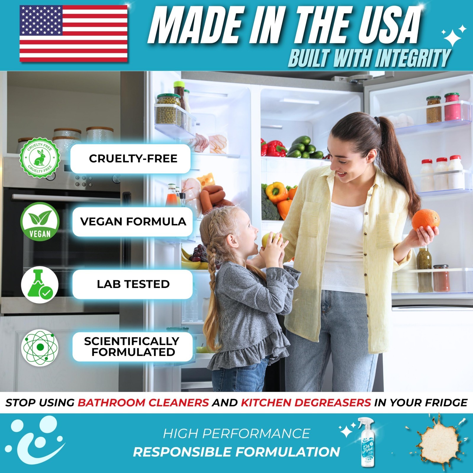 Fridge Cleaner Spray – Biodegradable, Vegan & Cruelty-Free | Spotless Food-Safe
