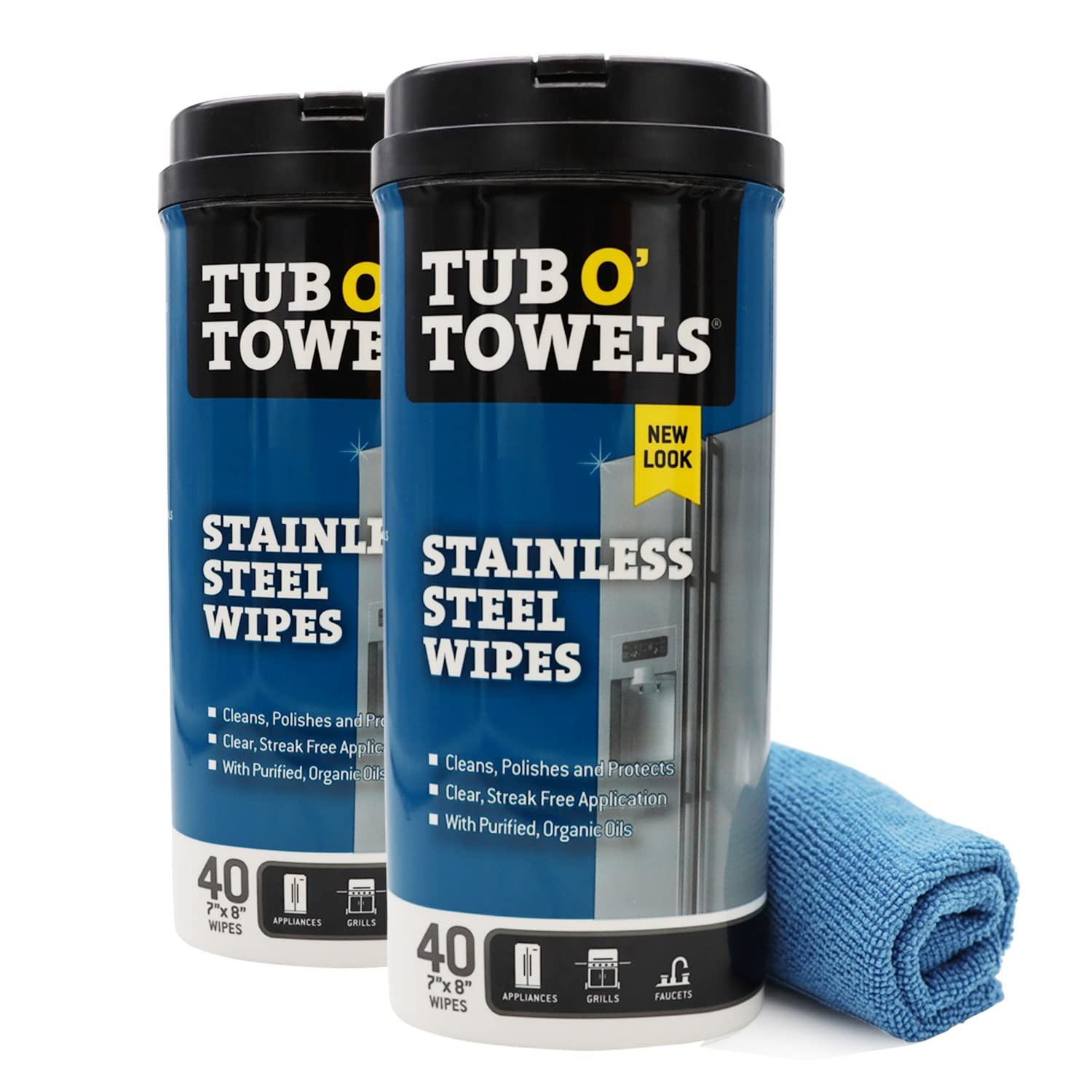 Heavy Duty Stainless Steel Cleaner Wipes, 40 Count, 2 Pack, with 12” x 12: Mi…