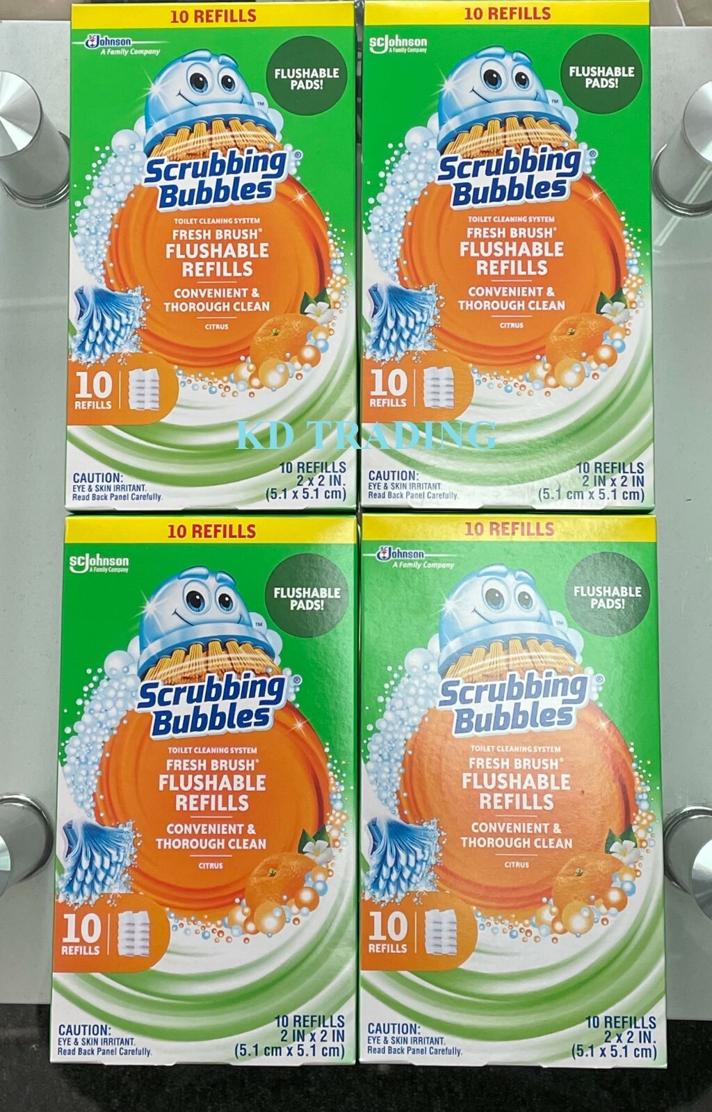 40-Pk~ Scrubbing Bubbles FRESH BRUSH Flushable Pads Toilet Cleaning Refill Heads