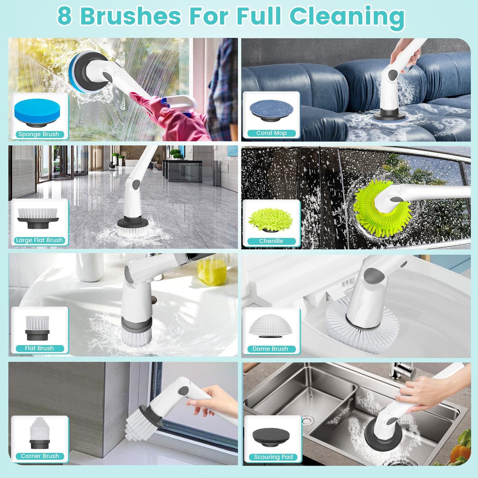 Electric Spin Scrubber, New Cordless Power Tub Scrubber with Long Handle,101 …
