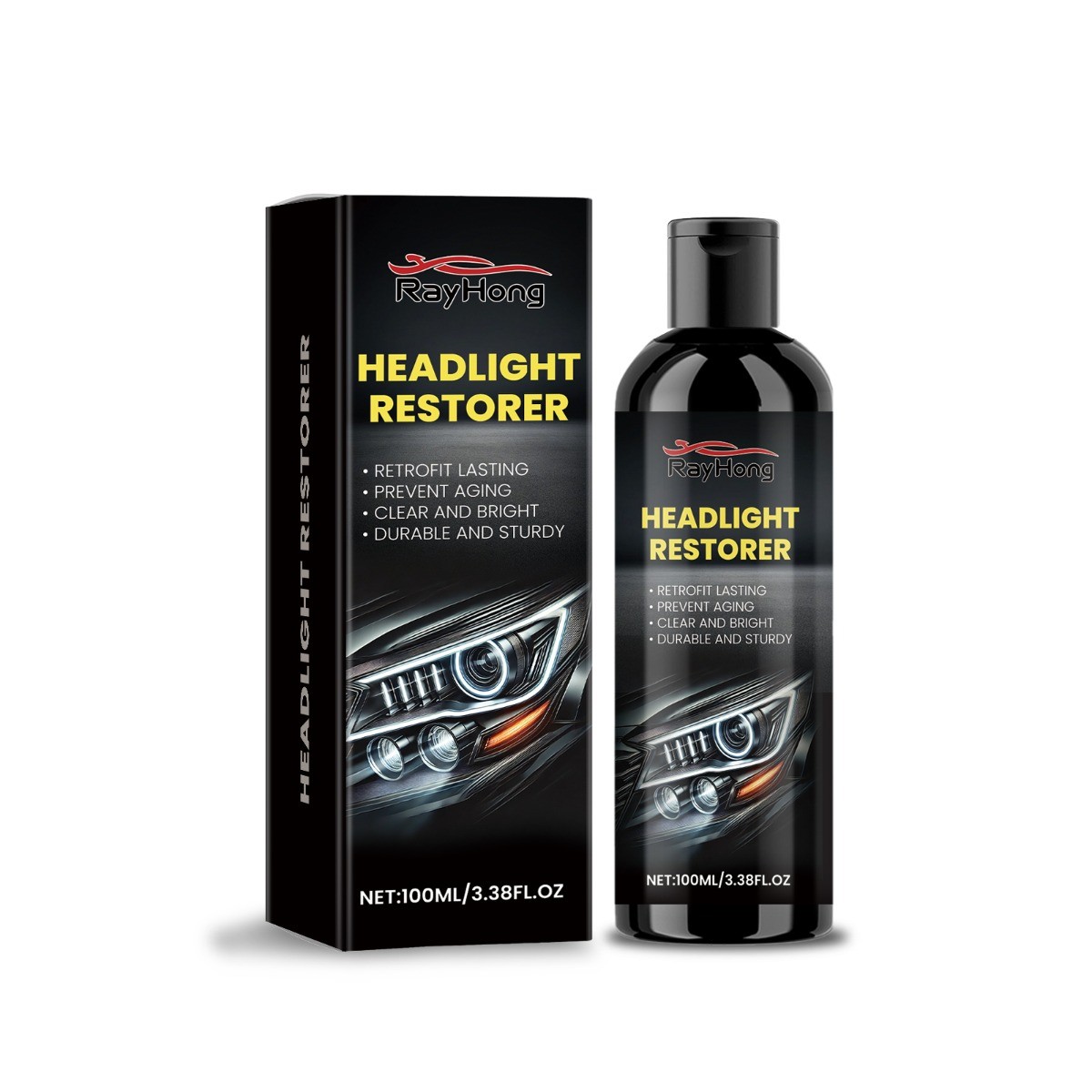 Car Headlight Restoration Kit, Scratch & Oxidation Remover, Lens Cleaner Polish