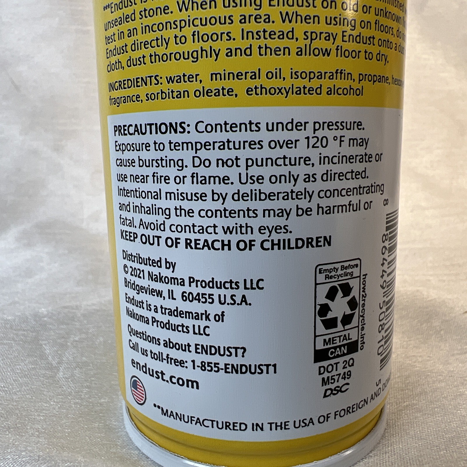 ENDUST Multi-Surface Allergens DUST & CLEAN FAST Natural Shine Lemon Zest 12.5oz