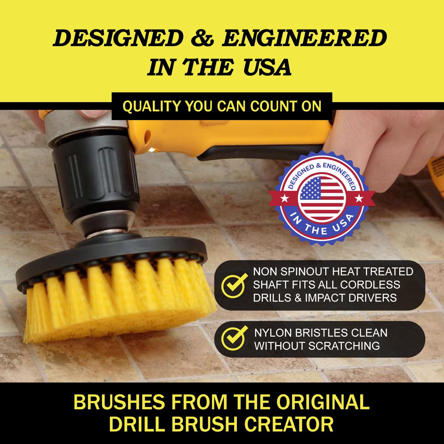 Drillbrush 4 in. W Medium Bristle Metal Handle Drill Brush Set