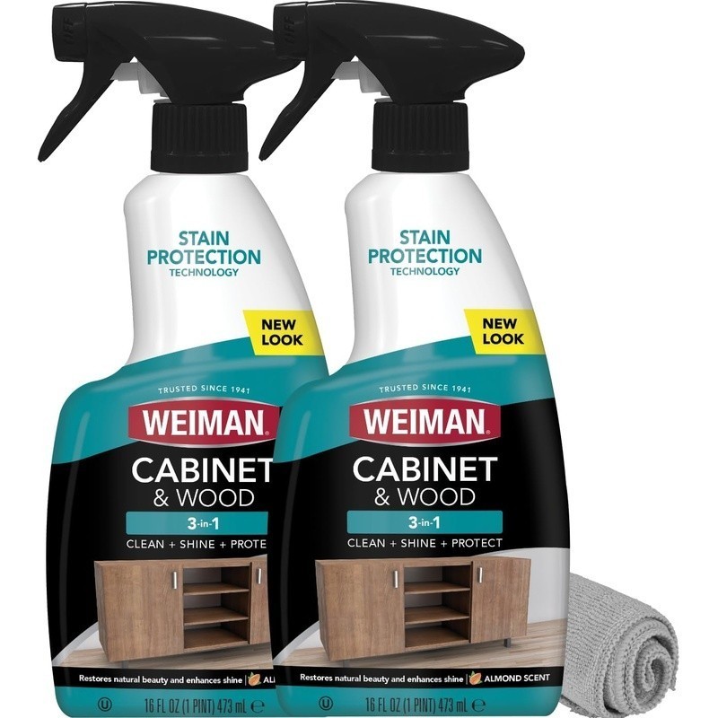 Wood Furniture Cleaner & Polish Almond Scent 2 Pack Microfiber Towel Included US