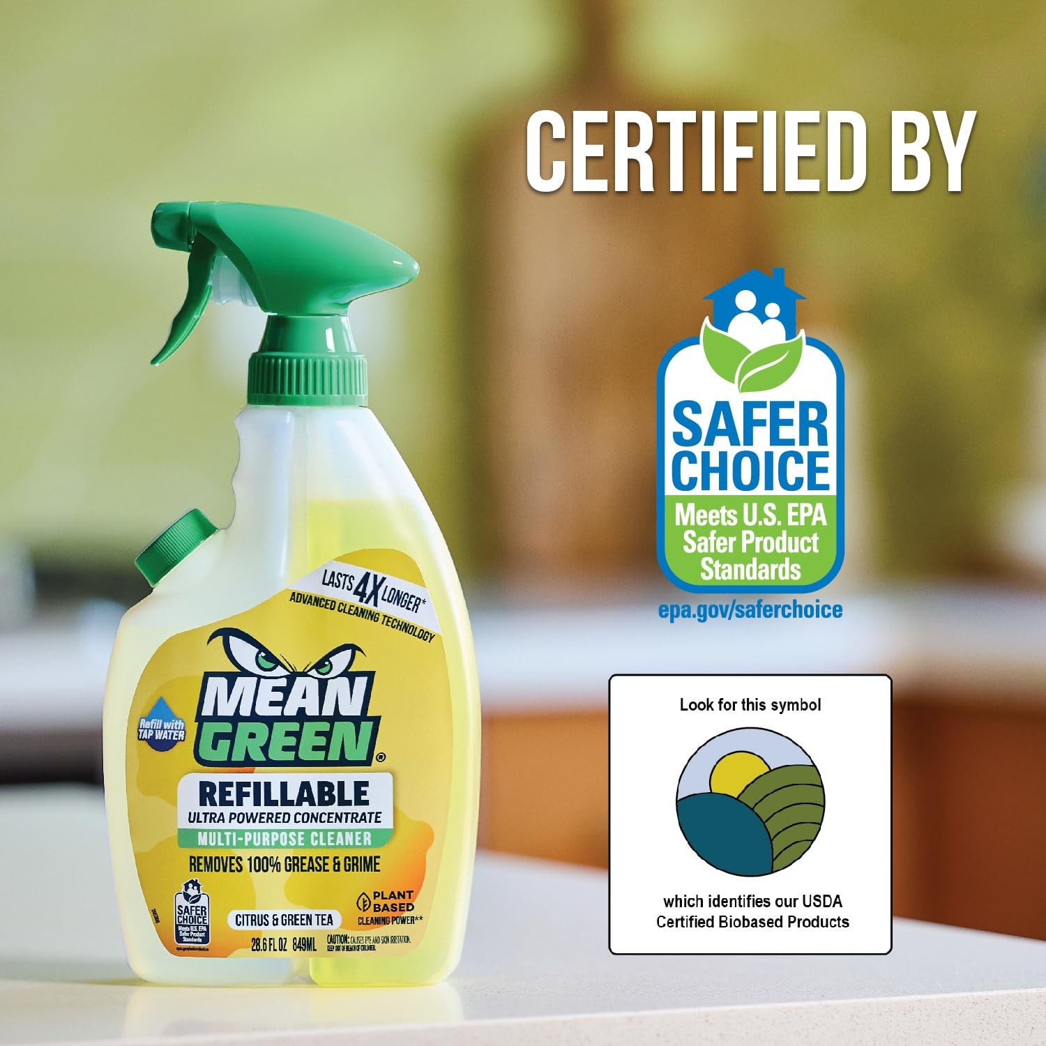 Refillable Ultra Powered Multi-Purpose Cleaner Concentrate, Citrus & Green Te…