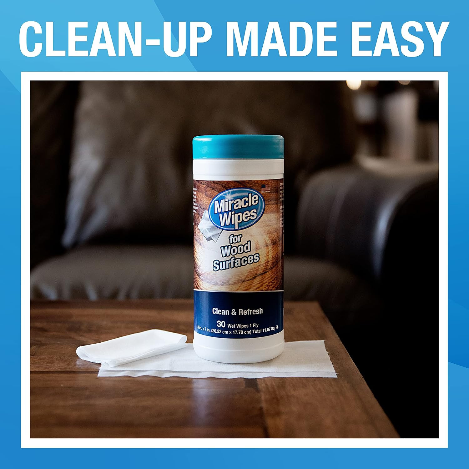 Miraclewipes for Wood Surfaces, Remove Dirt and Grime Buildup, Clean, Protect, a