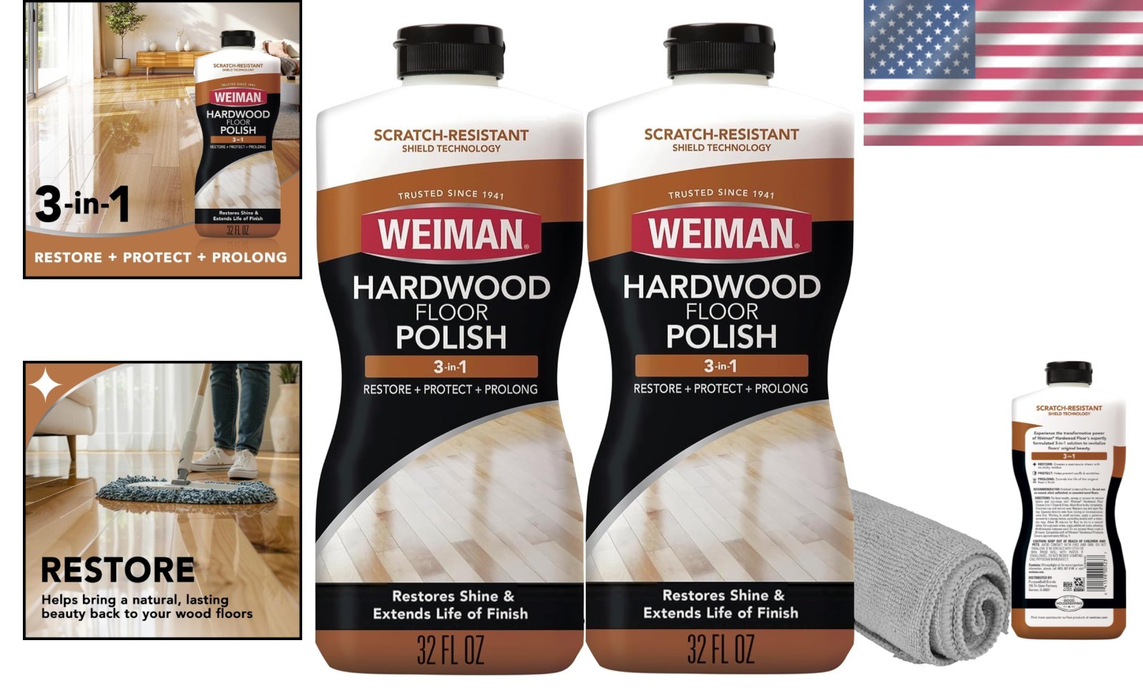 32 Oz Wood Floor Polish Bundle – Micro-filling Technology for Lasting Shine