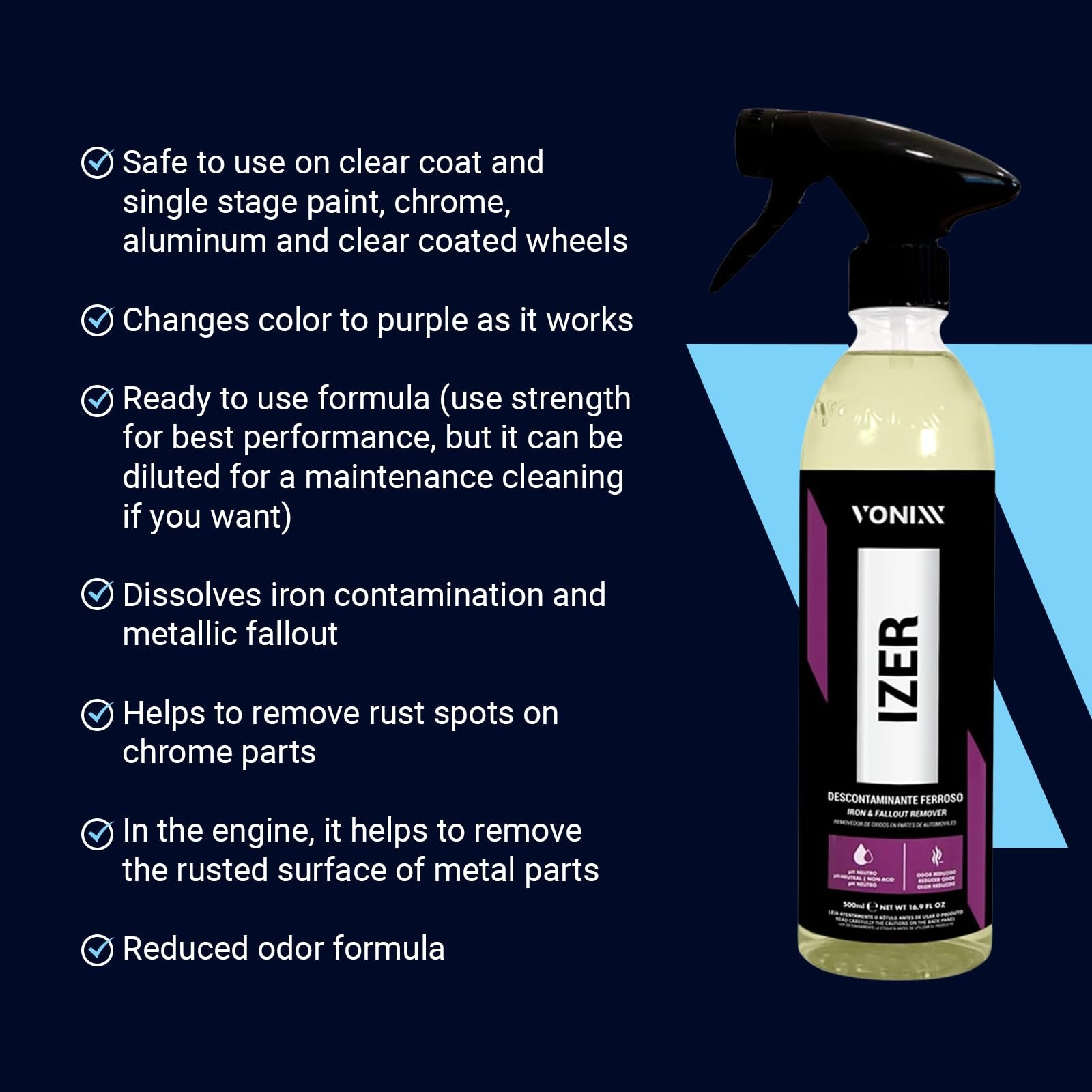 Vonixx Izer Iron Remover Spray 16.9 fl oz pH Neutral Oxidation Cleaner…