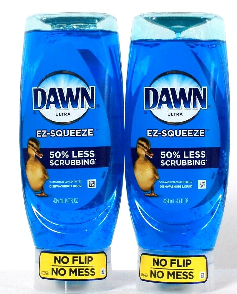 2 Bottles Dawn Ultra 14.7 Oz Ez Squeeze Less Scrubbing Dishwashing Liquid