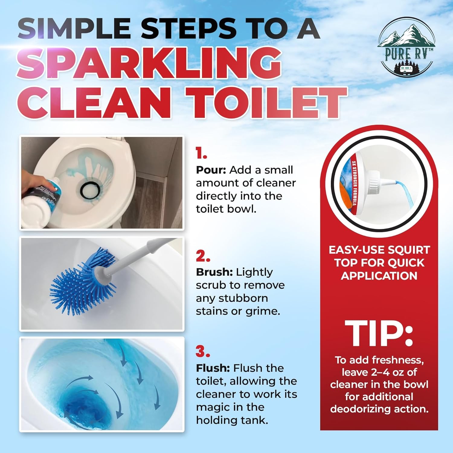 RV & Marine Toilet Cleaner 32oz – Septic Safe, Stain & Odor Remover, Bleach-Fr