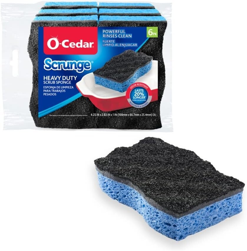 O Cedar Scrunge Scrubber Sponge Heavy Duty No Scratch – 6 Ct – EACH