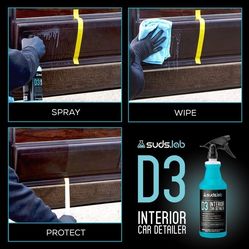D3 Interior Cleaning Spray Multi-Surface UV Protection Non-Greasy Formula New