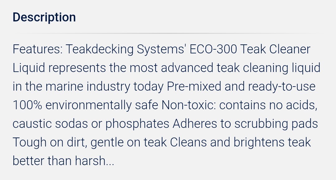 Teak Decking Systems ECO-300 Liquid Teak Cleaner 5-gal
