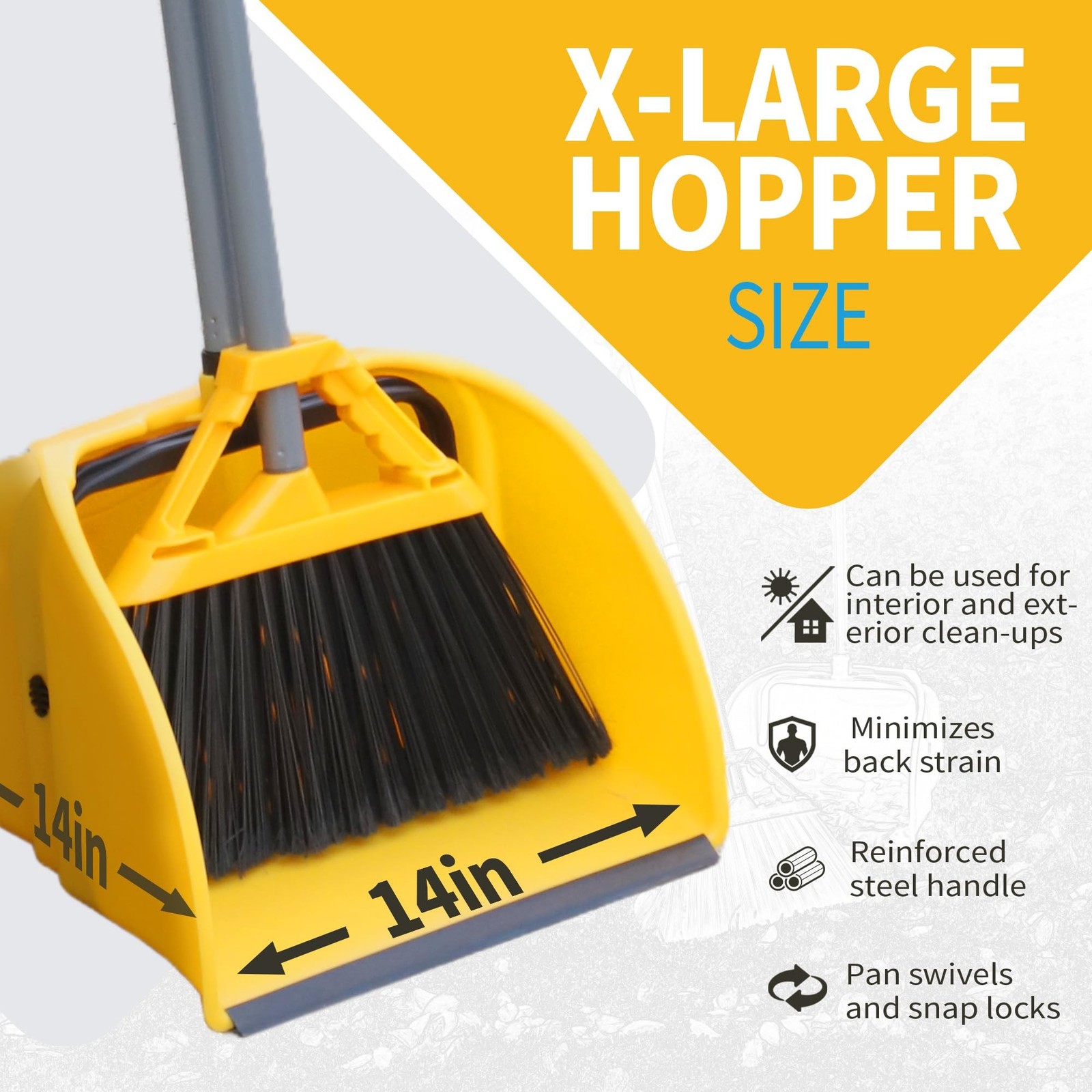 Commercial Broom and Dustpan Set, Jumbo Lobby Debris Dustpan (14inch*14inch),…