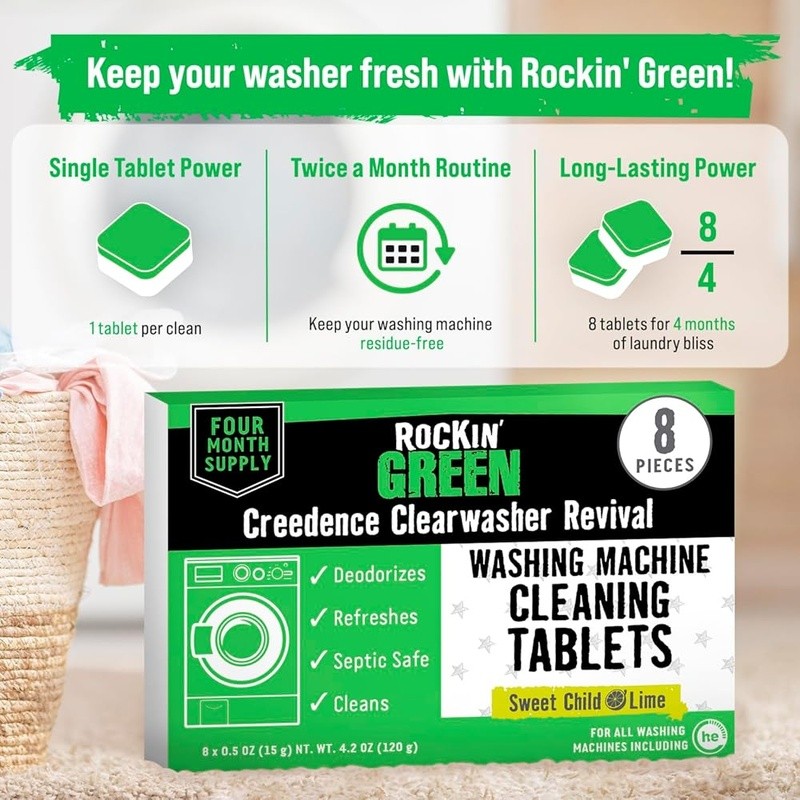 Washing Machine Cleaner Tablets Deep Clean Deodorize Fresh Lime Scent Supplies