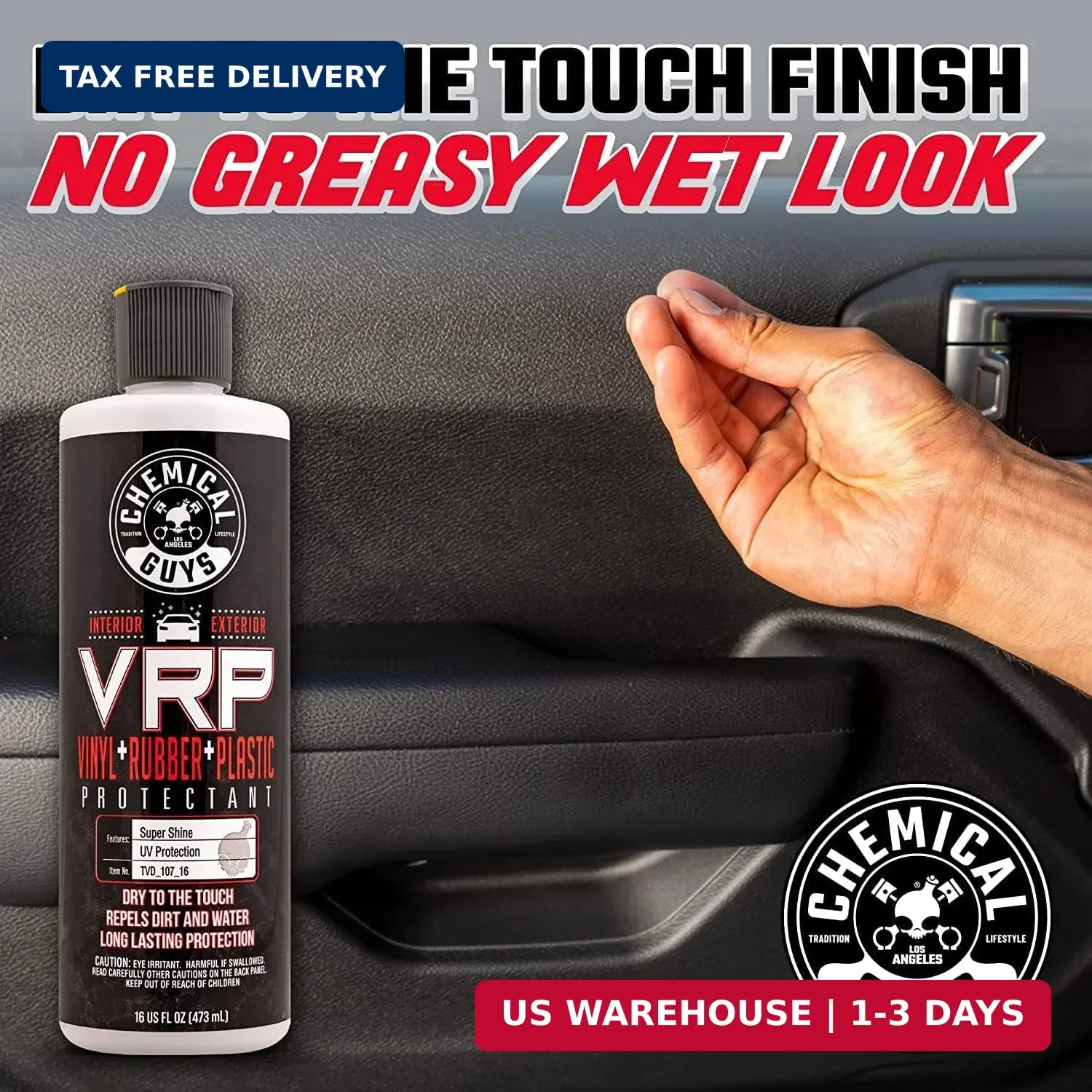 Chemical Guys VRP Protectant & WonderWave Applicators Kit – 16 oz Vinyl, Rubber,