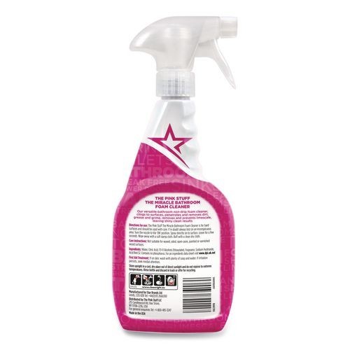 The Pink Stuff Miracle Bathroom Foam Cleaner, Fruity Scent, 25.4 oz Bottle, 4/CT