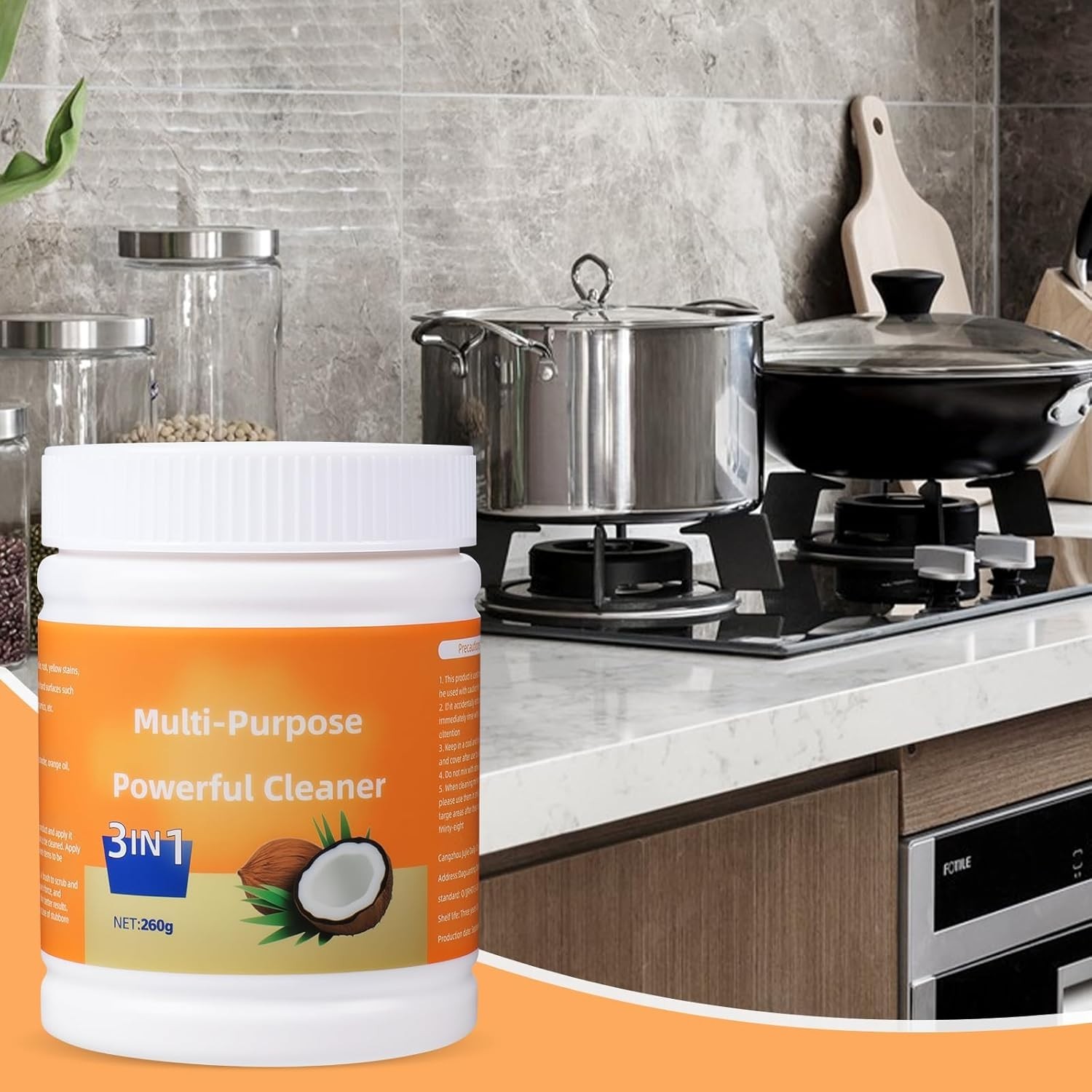 Mild Multi-Purpose Cream Cleaner with Coconut Oil – 260g Heavy-Duty Power