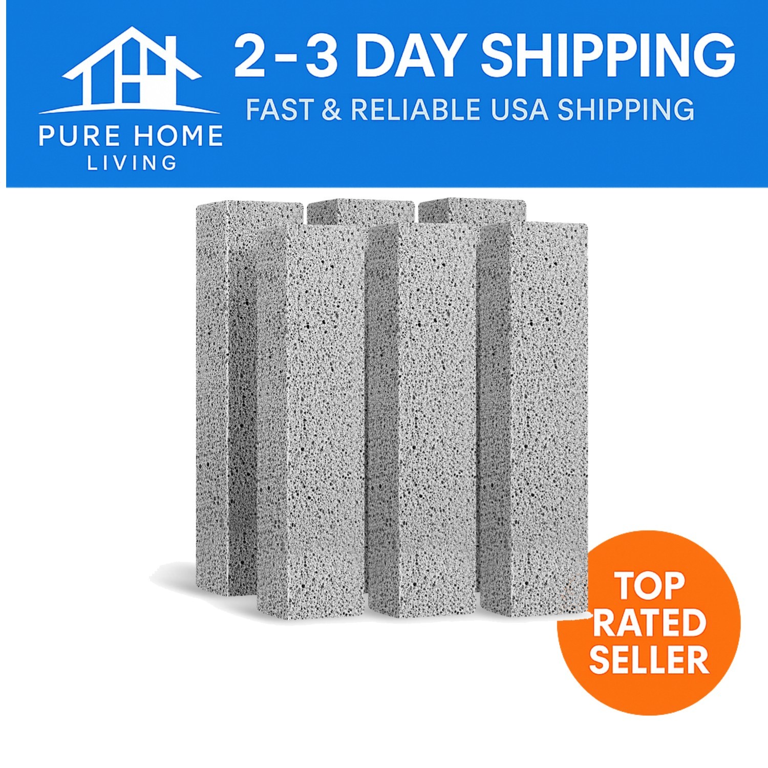 Powerful Pumice Stone Cleaning Sticks – 6 Pack for Stains & Hard Water Rings