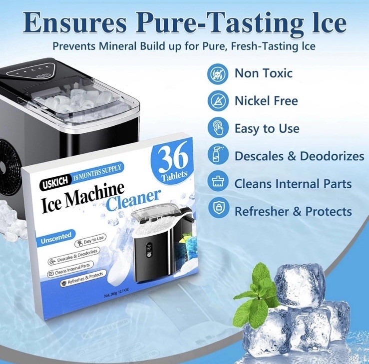 72TABLETS Ice Machine Cleaner Descaler Gentle Household Cleaning&Descaling Sheet