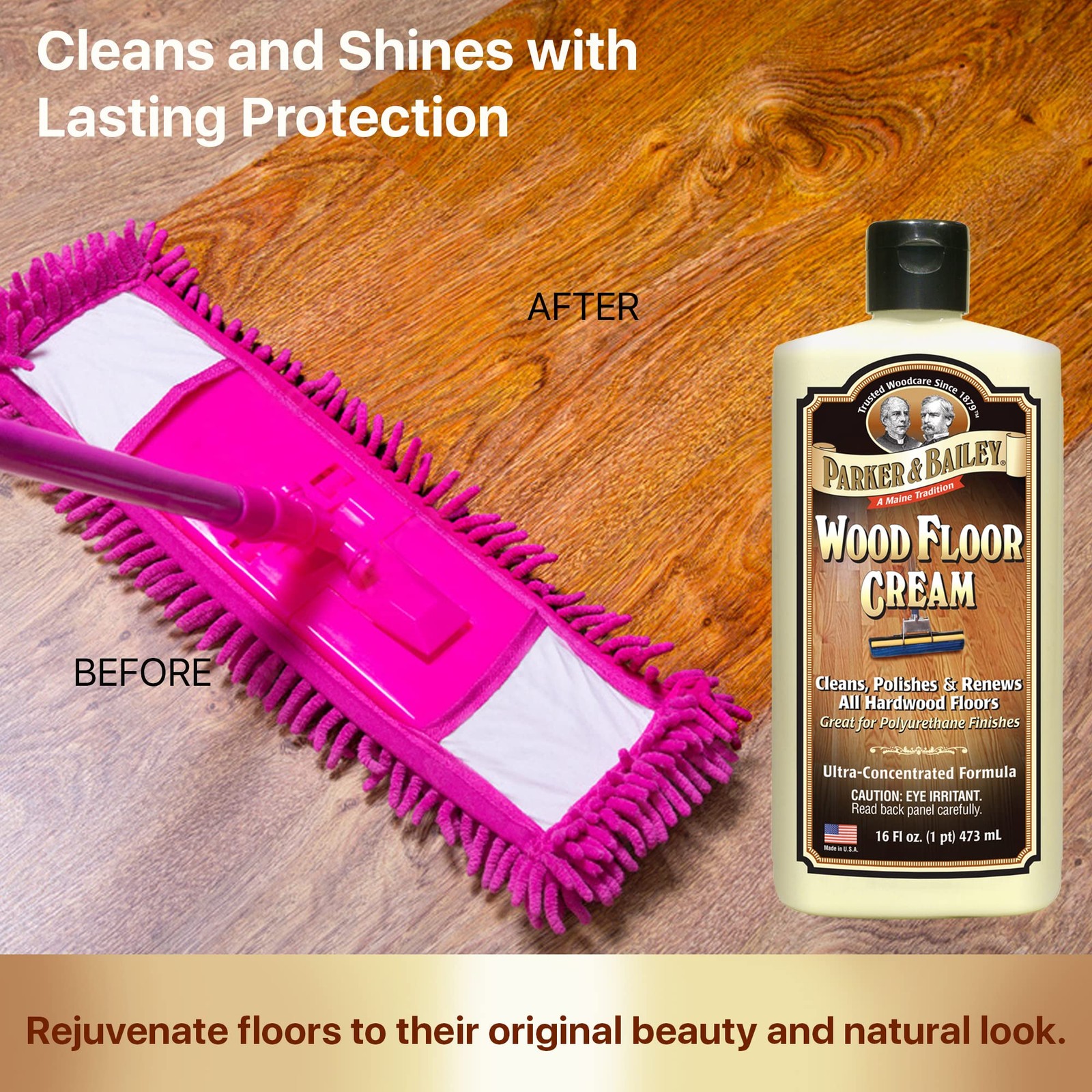 Parker & Bailey Wood Floor Cream Cleaner for Hardwood Laminate Faux Floors – 16