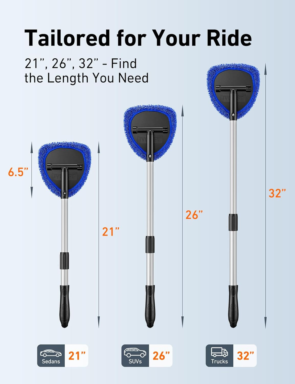 21″ Extendable Windshield Cleaner Tool with 4 Microfiber Pads Glass Cleaning Kit