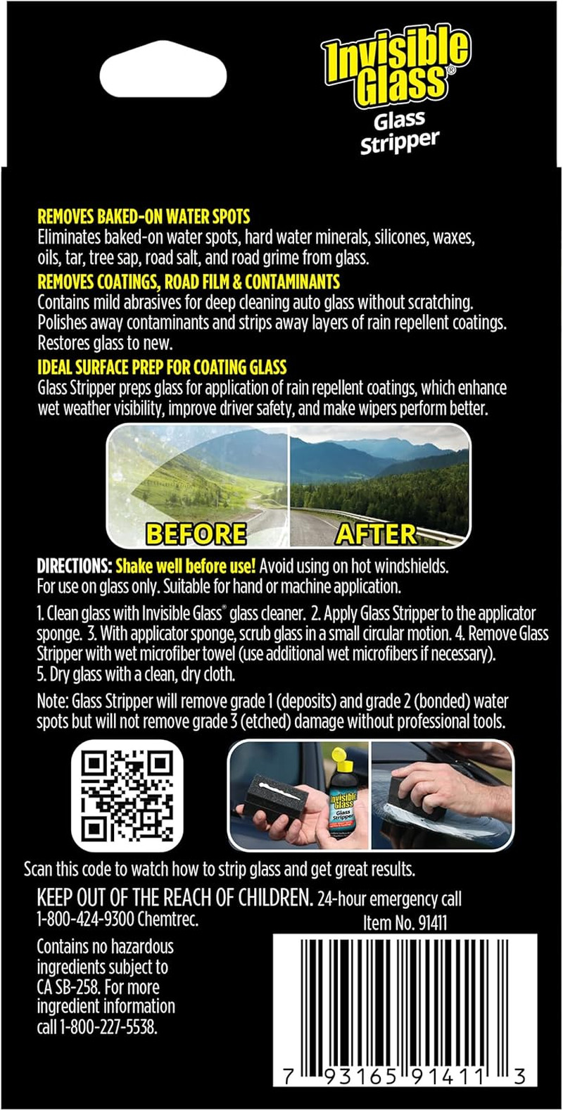 Glass Water Spot Remover Windshield Prep Cleaner 4 oz