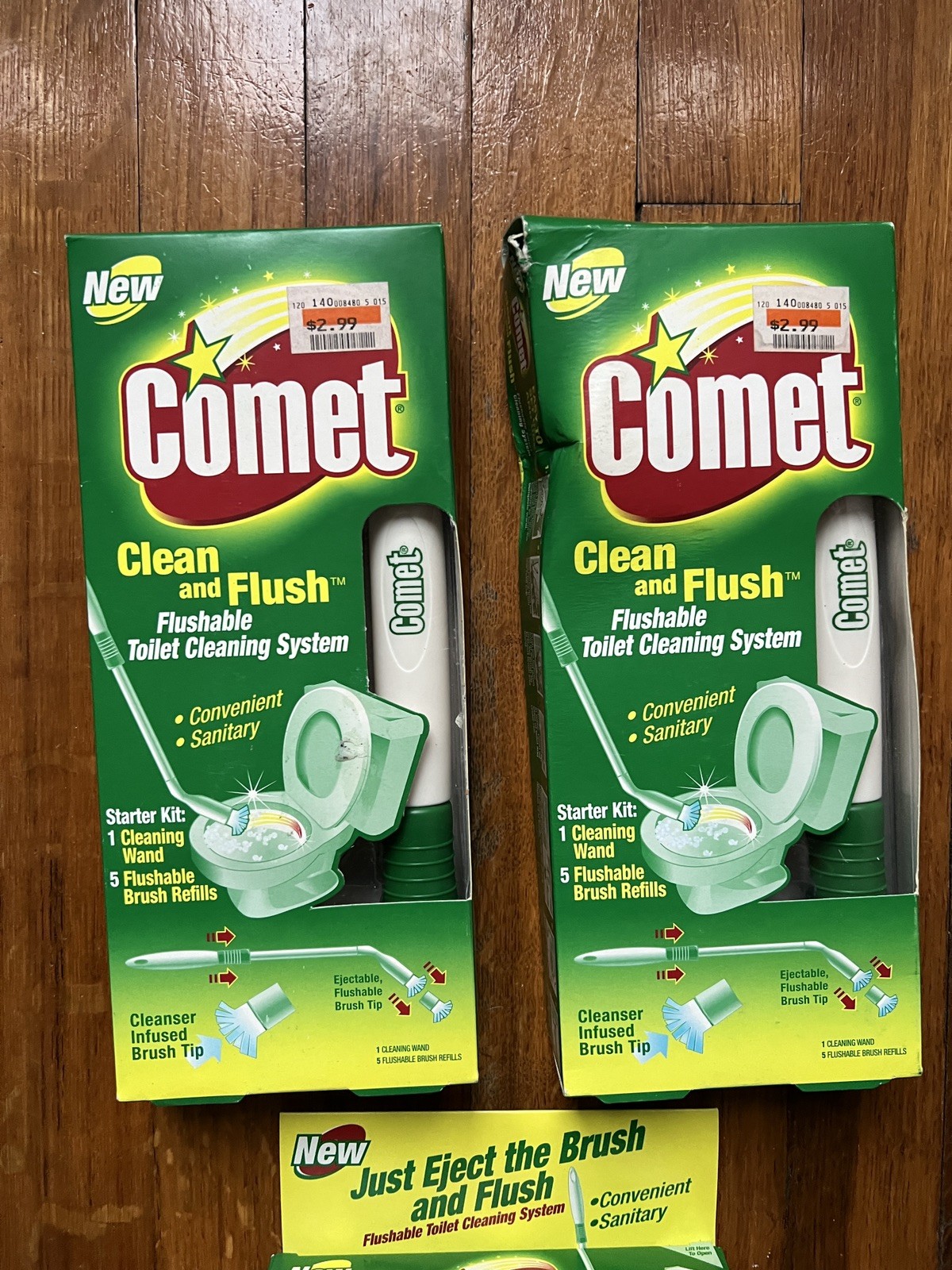 HTF Comet clean and flush Wand (2) + brush refills 3 New Packs Vintage Cleaning