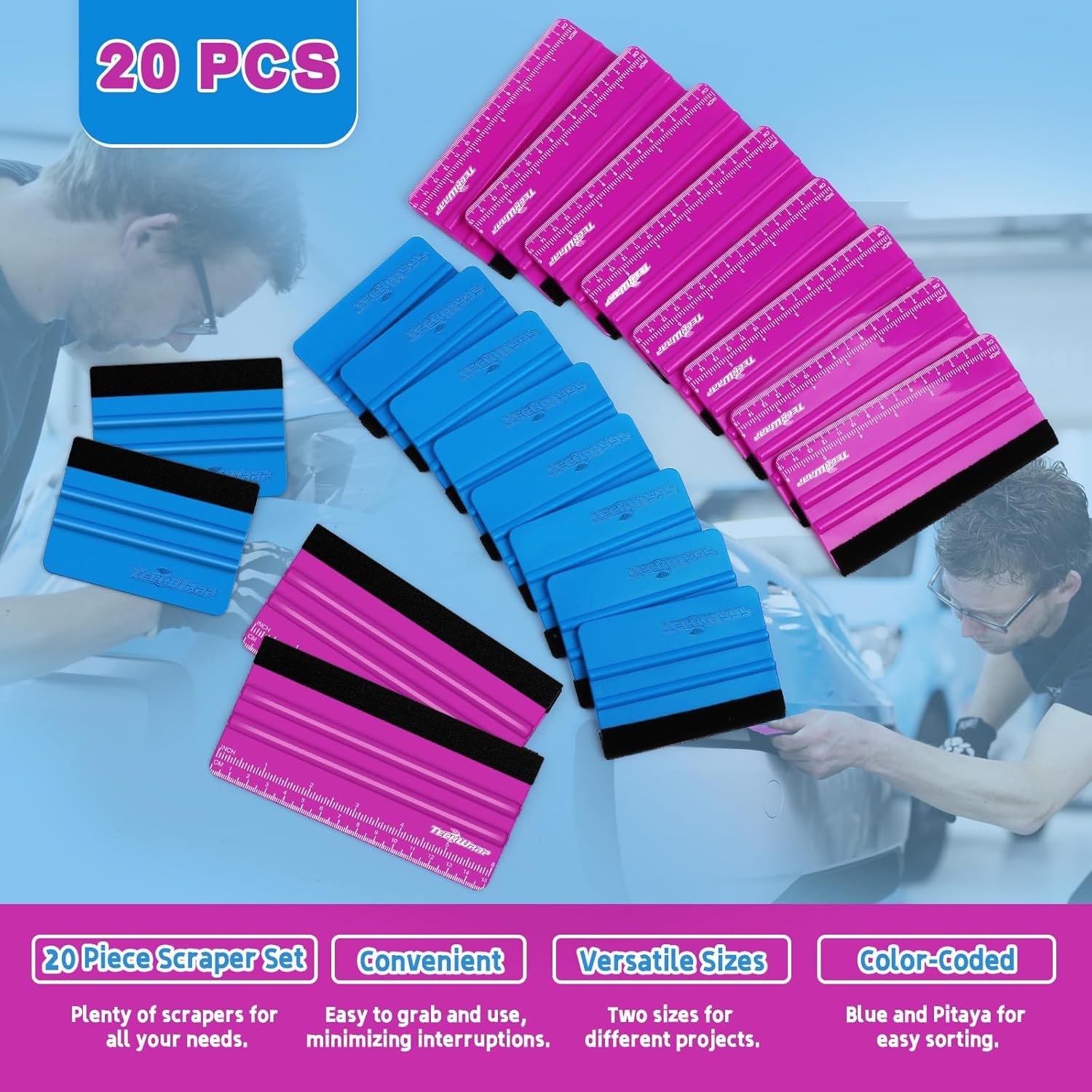 Professional Squeegee for Vinyl, 20 PCS Plastic Felt Squeegee Tool Decals Inkjet