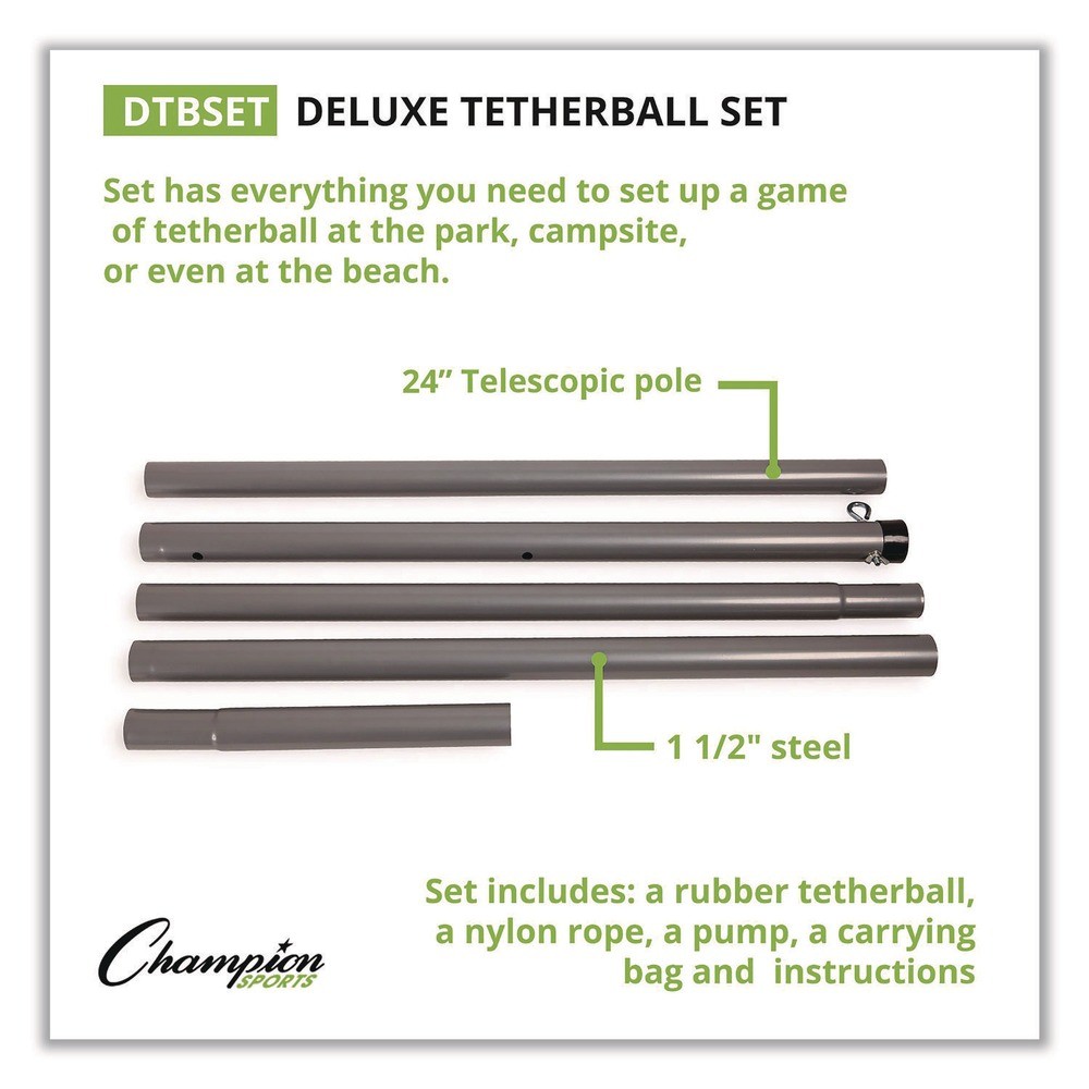 Champion Sports DTBSET Deluxe Tether Ball Set (8/Set) New
