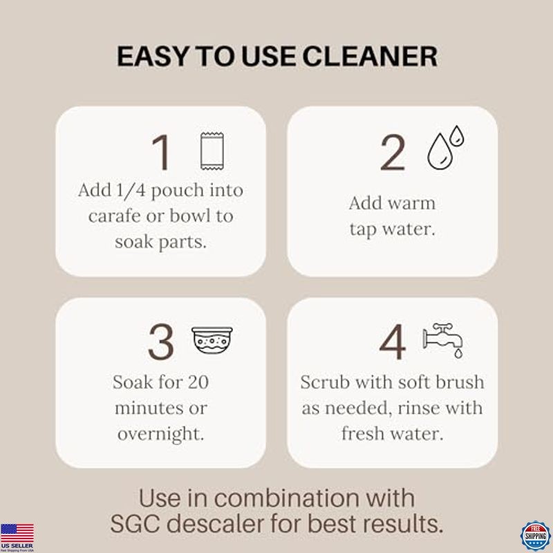 Coffee & Espresso Machine Care Kit – 4 Pack Descaler & Cleaner, Natural Solution