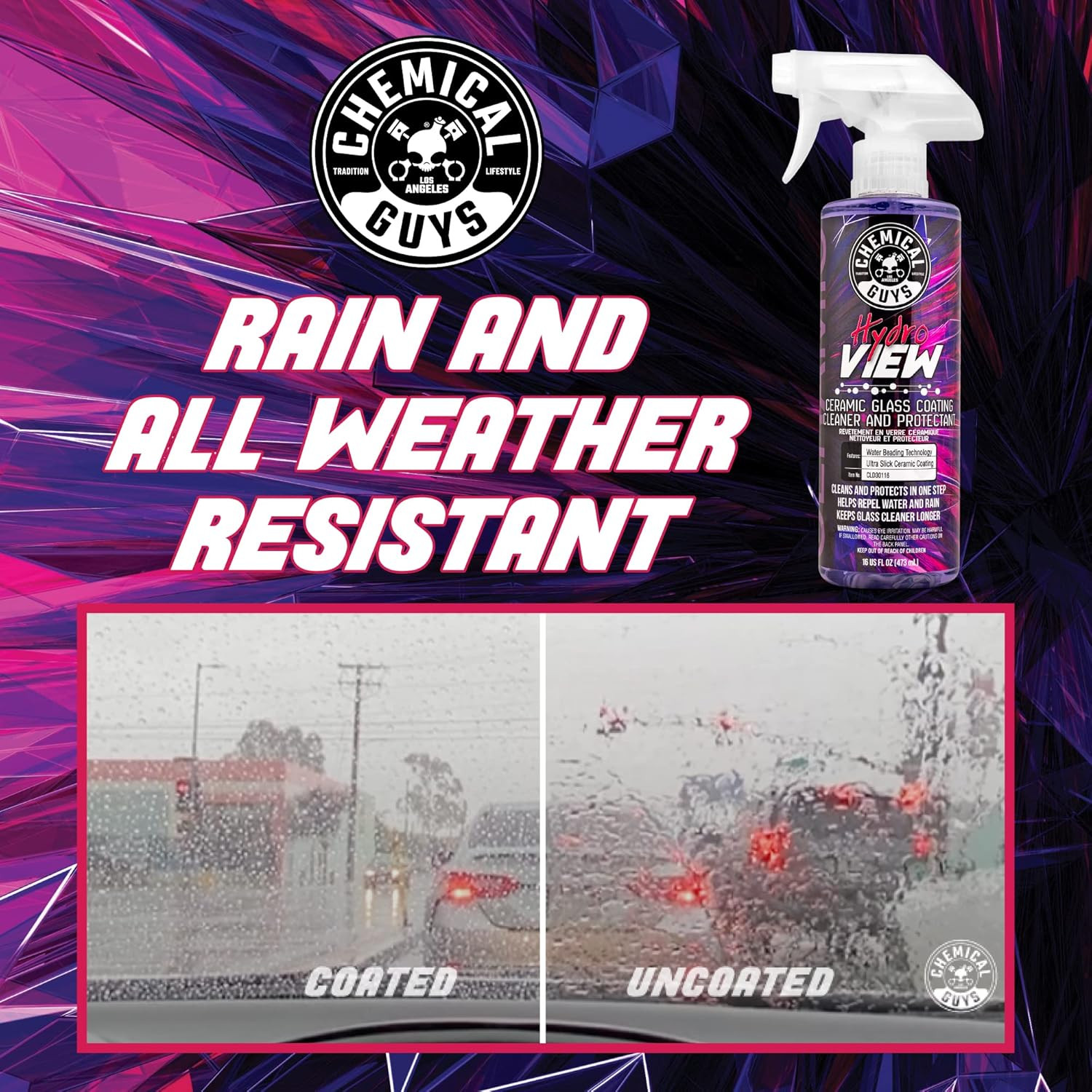 Hydroview Ceramic Glass Cleaner & Coating – Cleans & Adds Hydrophobic Protection