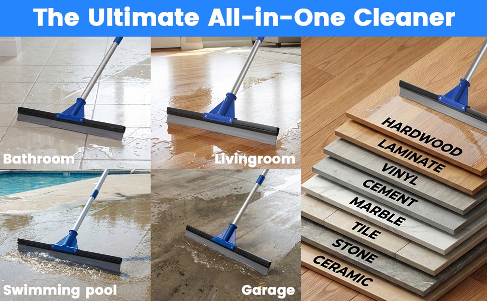 Floor Squeegee for Concrete Floor, 17.5″ Heavy Duty Squeegee Broom for Floor,