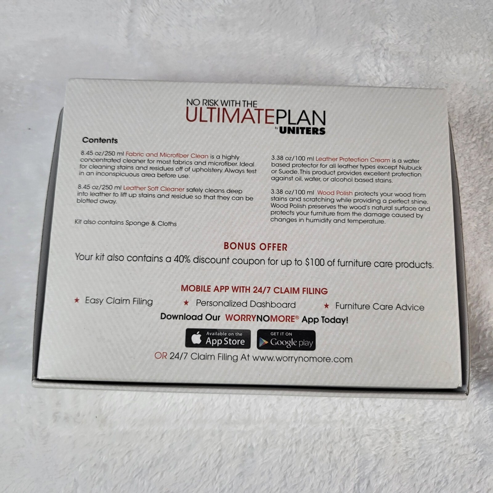 Ultimate Plan Uniters Furniture Cleaning Kit FABRIC LEATHER WOOD POLISH
