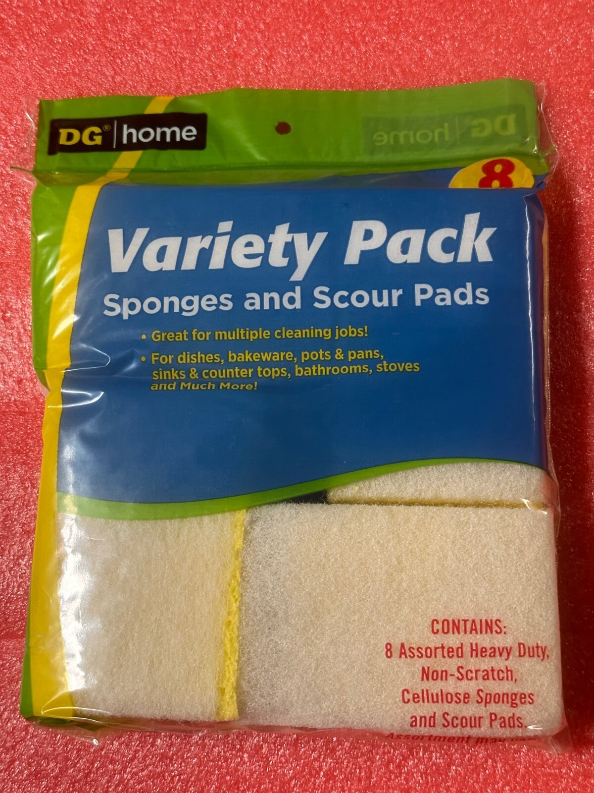 8 PCS Sponge & Scour Eraser Cleaning Pads Dish Washing Stains Removing Kitchen