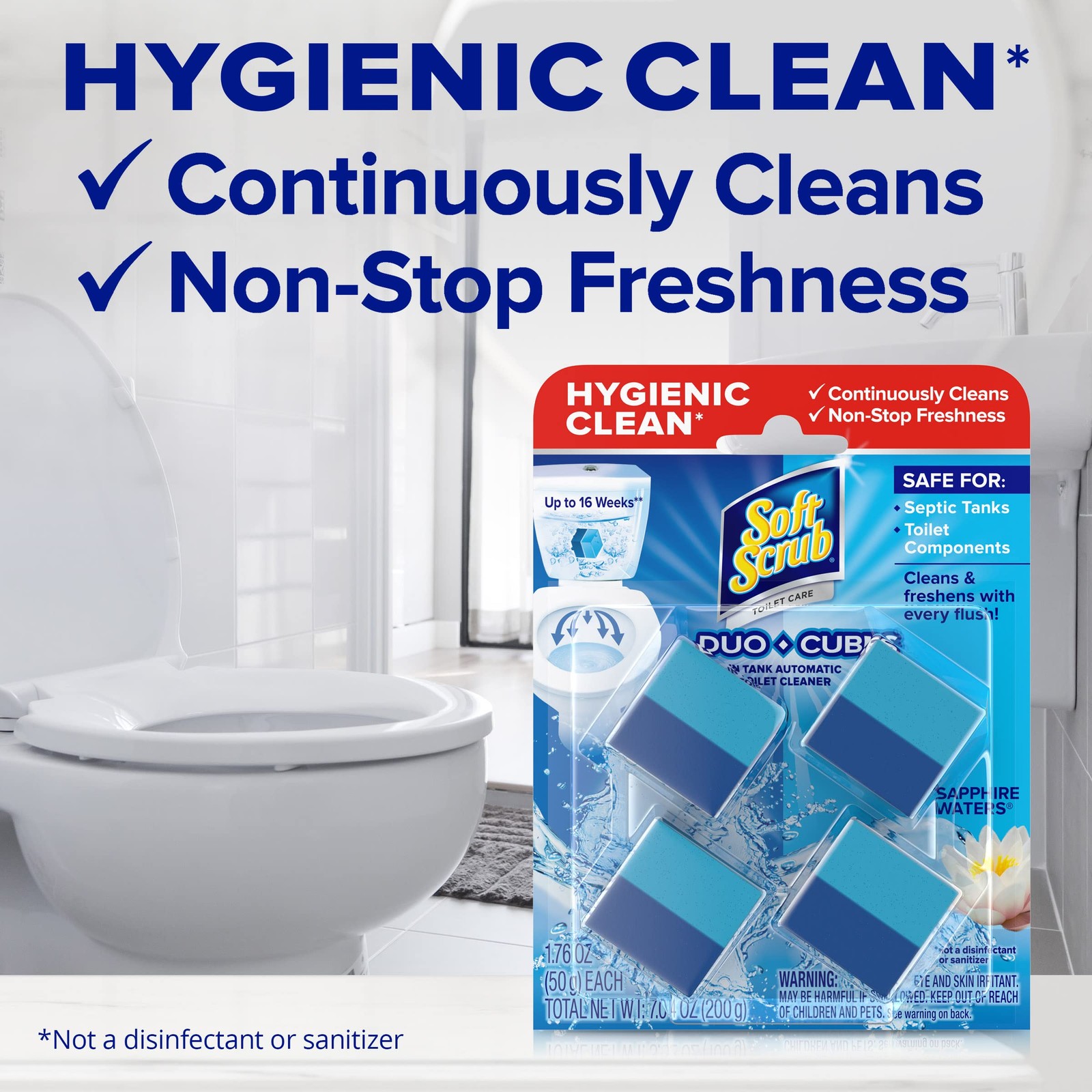 Soft Scrub Duo Cubes Sapphire Waters Toilet Cleaner Pack Of 4 Freshens Stains