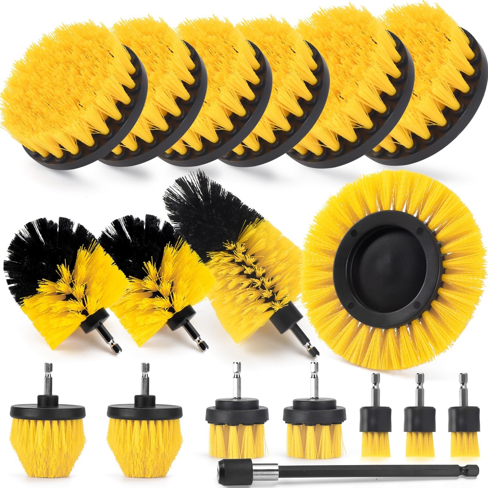 18 Pack Power Drill Brush Set – Scrub Brushes for Car, Bathroom, Carpet, Tile Cl
