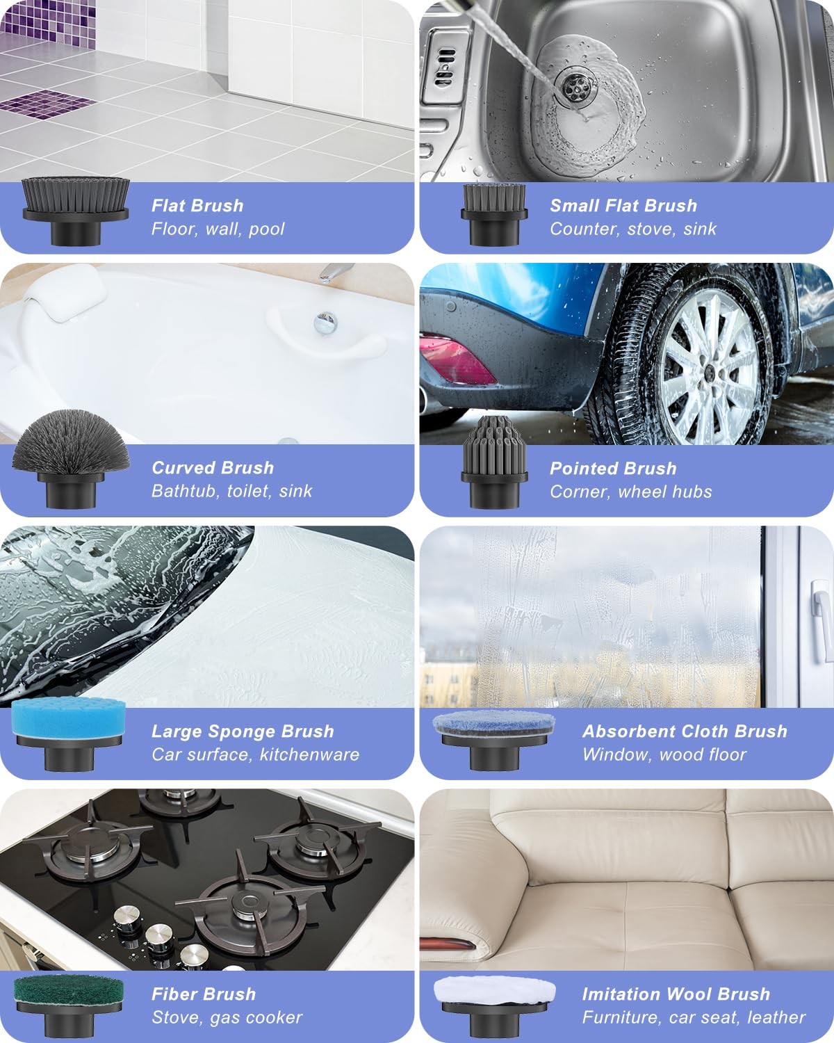Electric Spin Scrubber ipx7 Waterproof 50kg Torque Shower Scrubber With 9 B