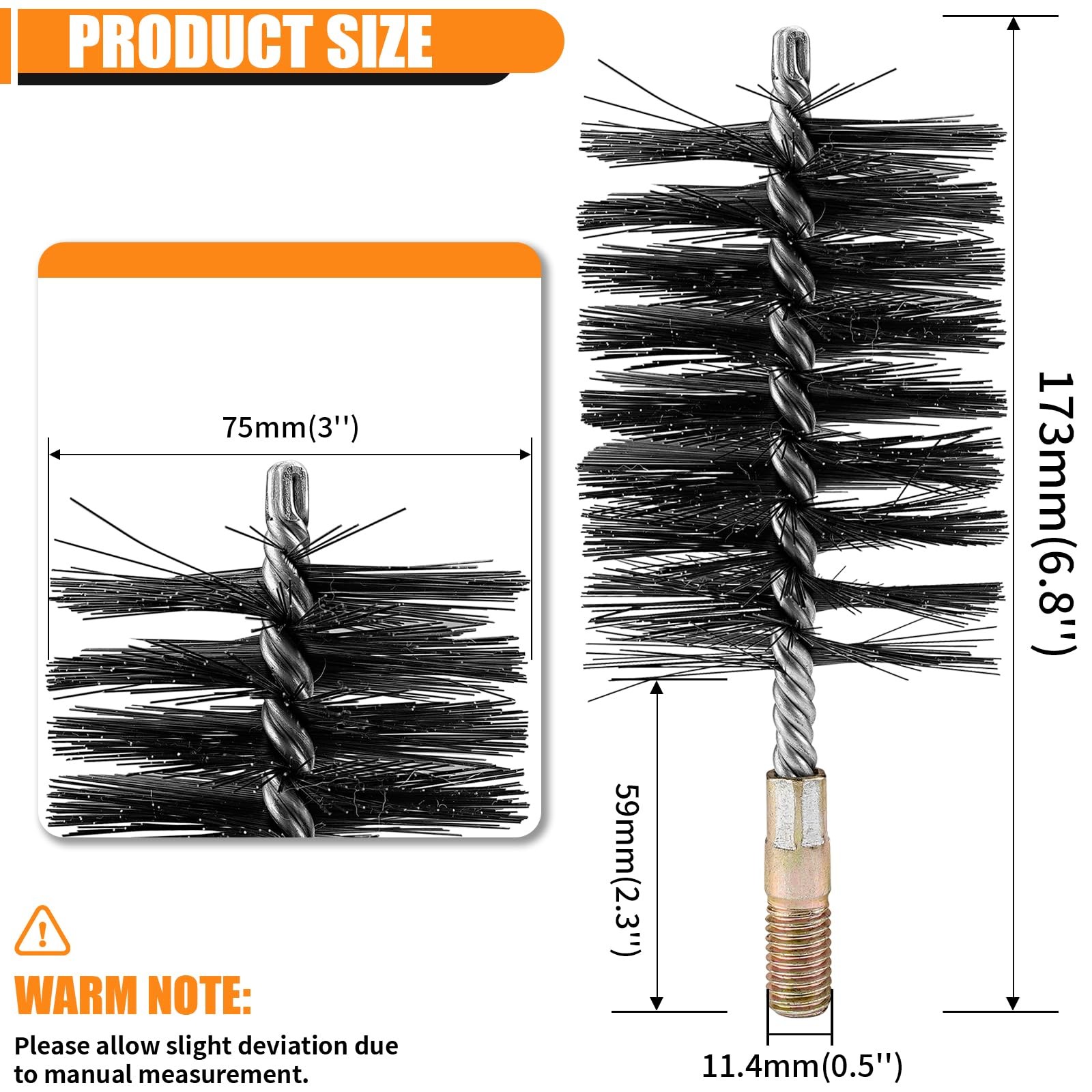 1Pc 3″ Round Pipe Tube Stainless Steel Wire Brush 75mm