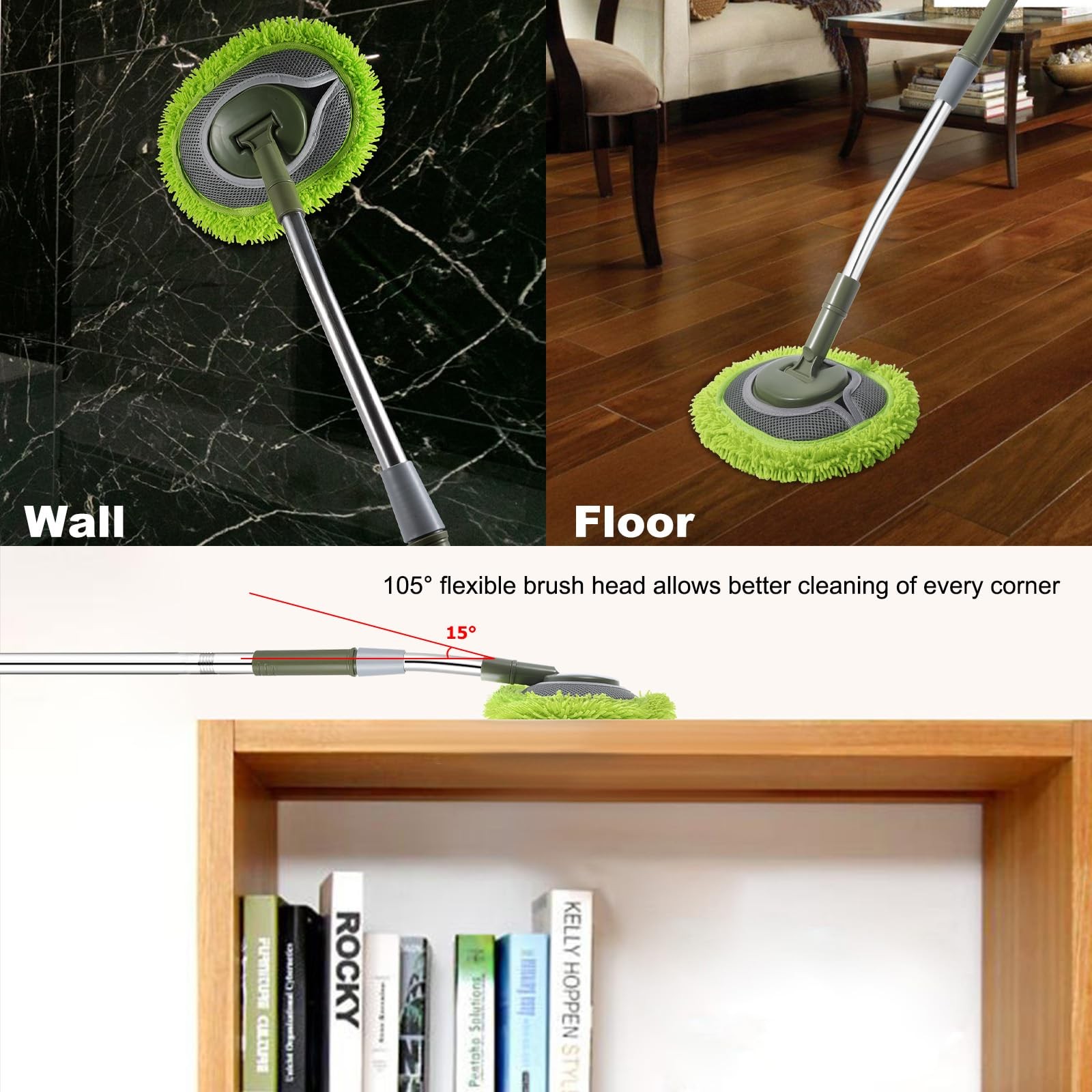 Wall Cleaner, Wall Cleaner Mop Green Mop for Walls Max 66’’ Wall Mop with Lon…