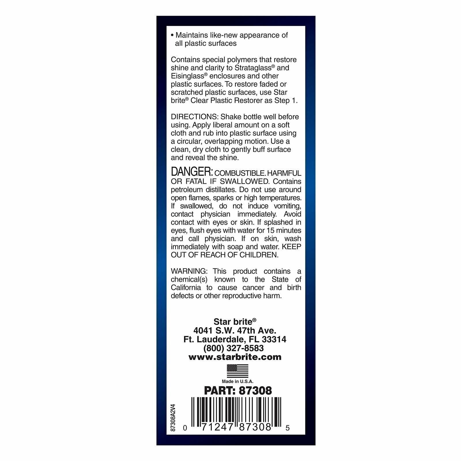 Star Brite Clear Plastic Polish & Protectant Step 2 Model 87308