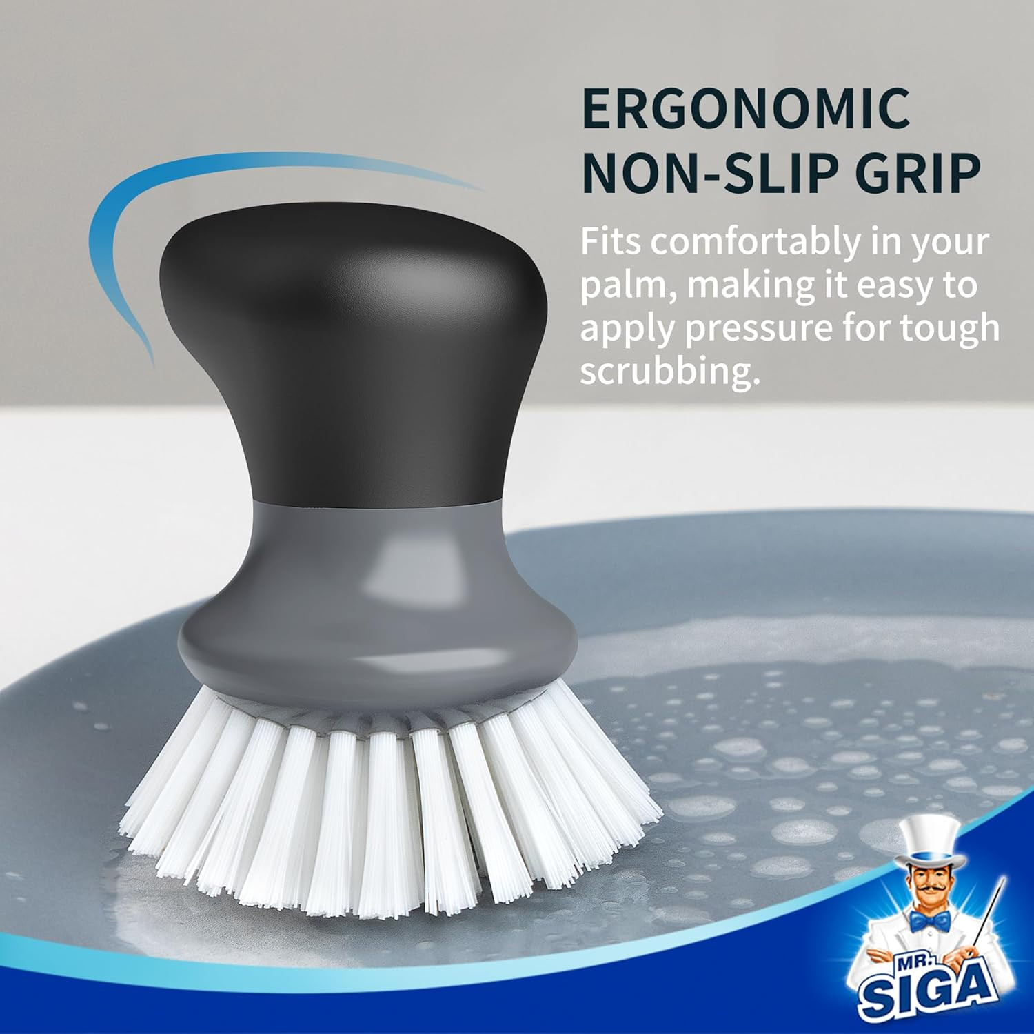 Dish Scrub Brush, Palm Brush Dish Scrubber with Ergonomic Grip, Kitchen Brushes