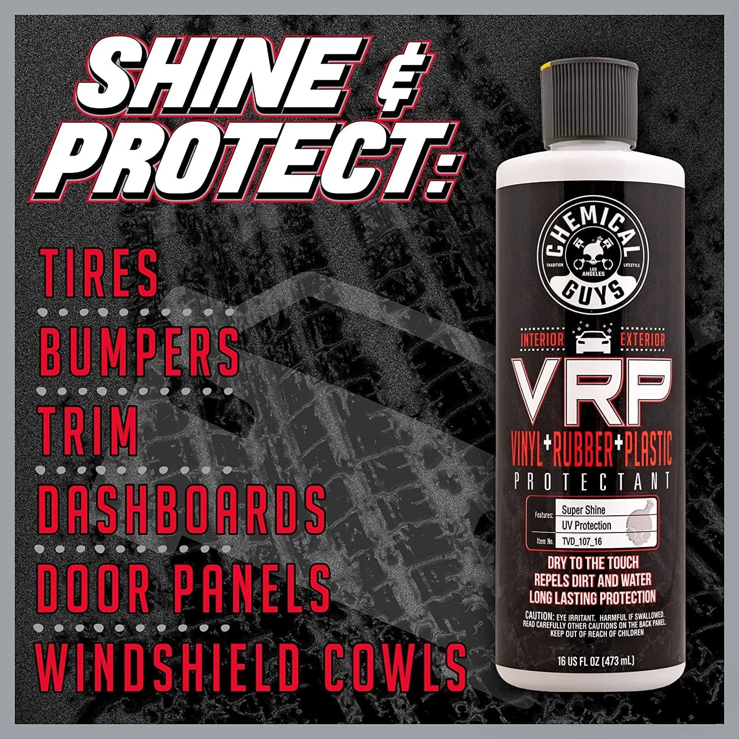 Chemical Guys VRP Protectant & WonderWave Applicators Kit – 16 oz Vinyl, Rubber,