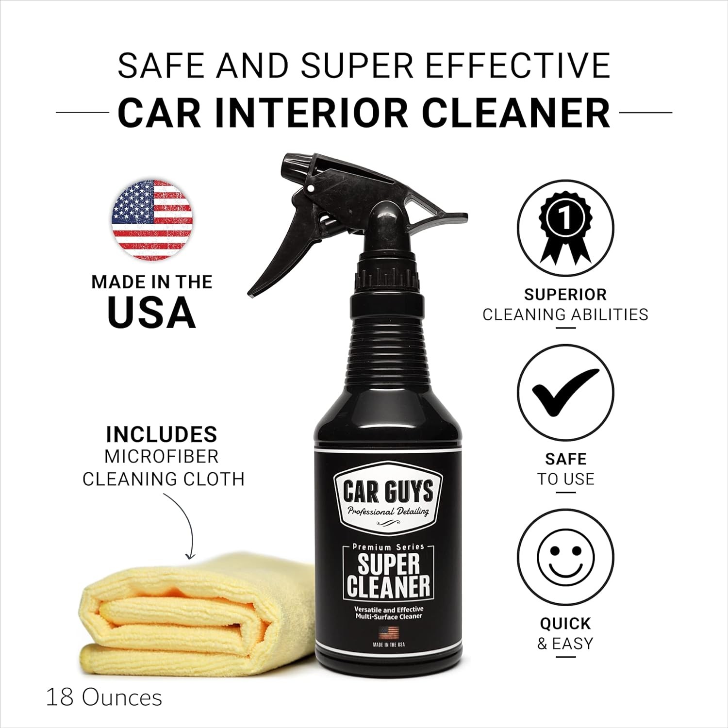 Car Interior Cleaner Stain Remover Upholstery Leather Fabric Seat Kit with Towel