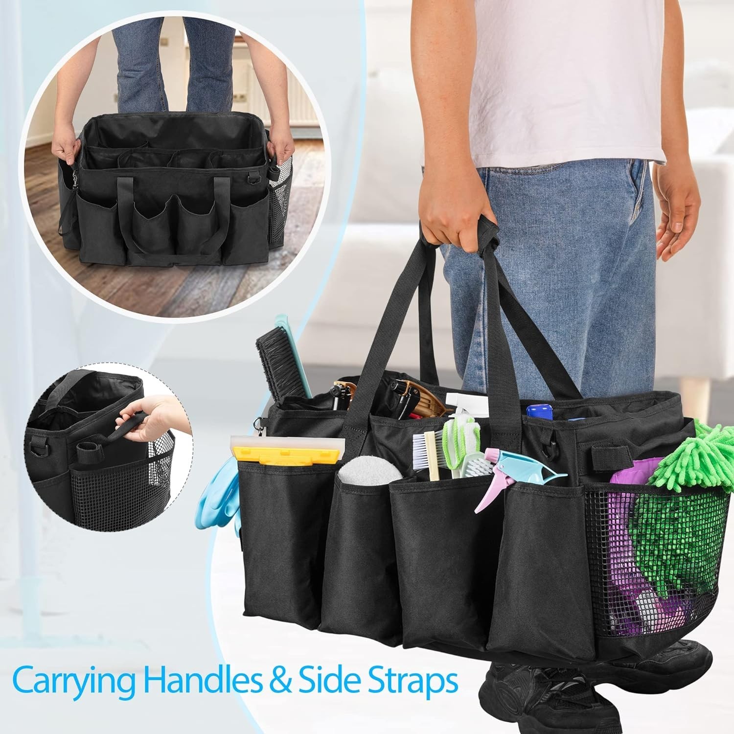 Extra-Large Cleaning Caddy with Multi Pockets for Home and Car Organization